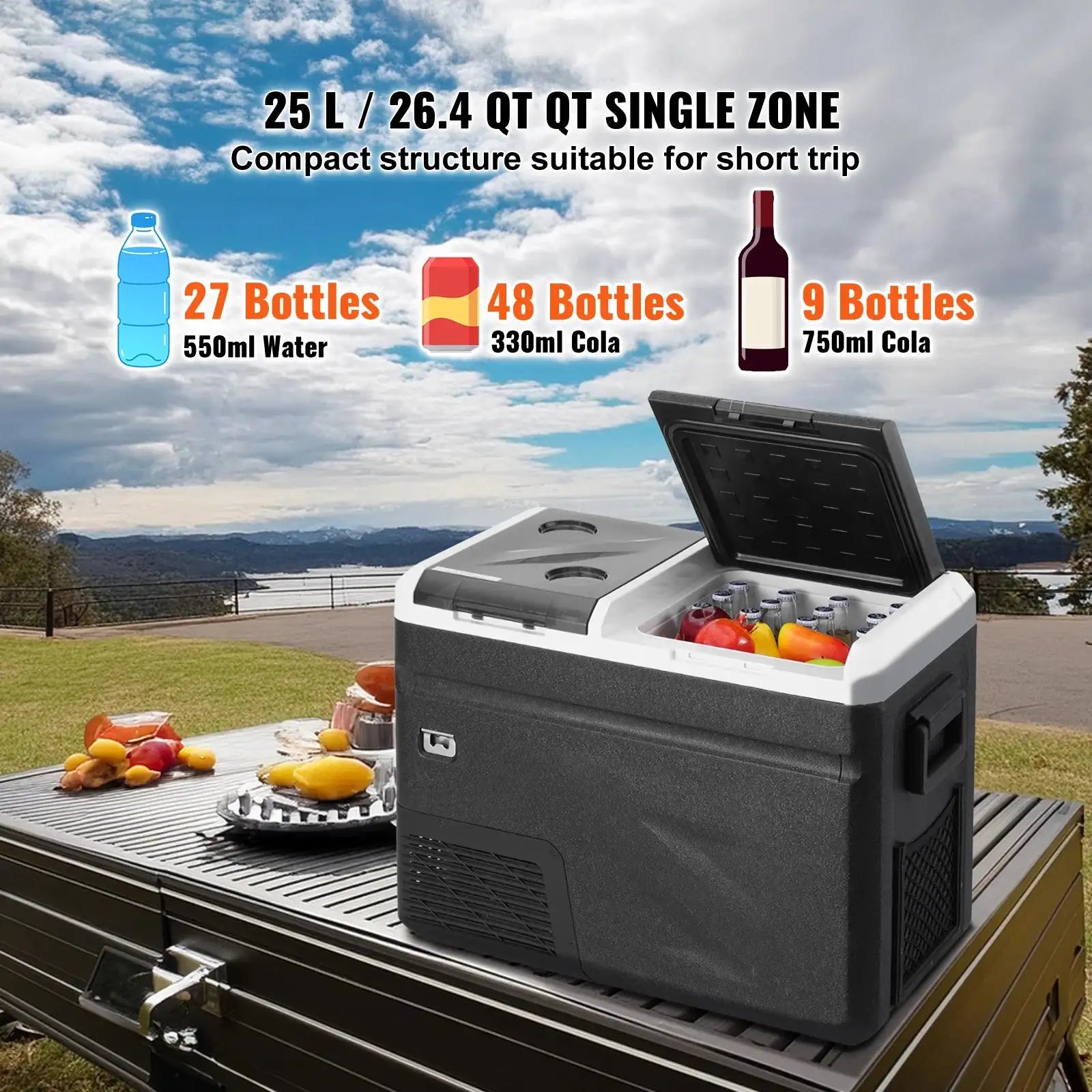 36L Portable Car Refrigerator Ice Making Dual Zone