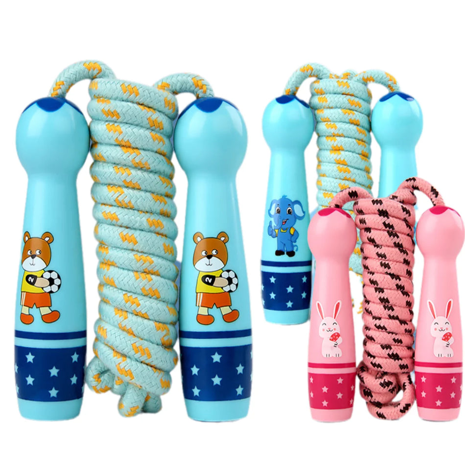 Adjustable Cartoon Handle Cotton Jump Rope for Kids - Fun &amp; Fitness Toy