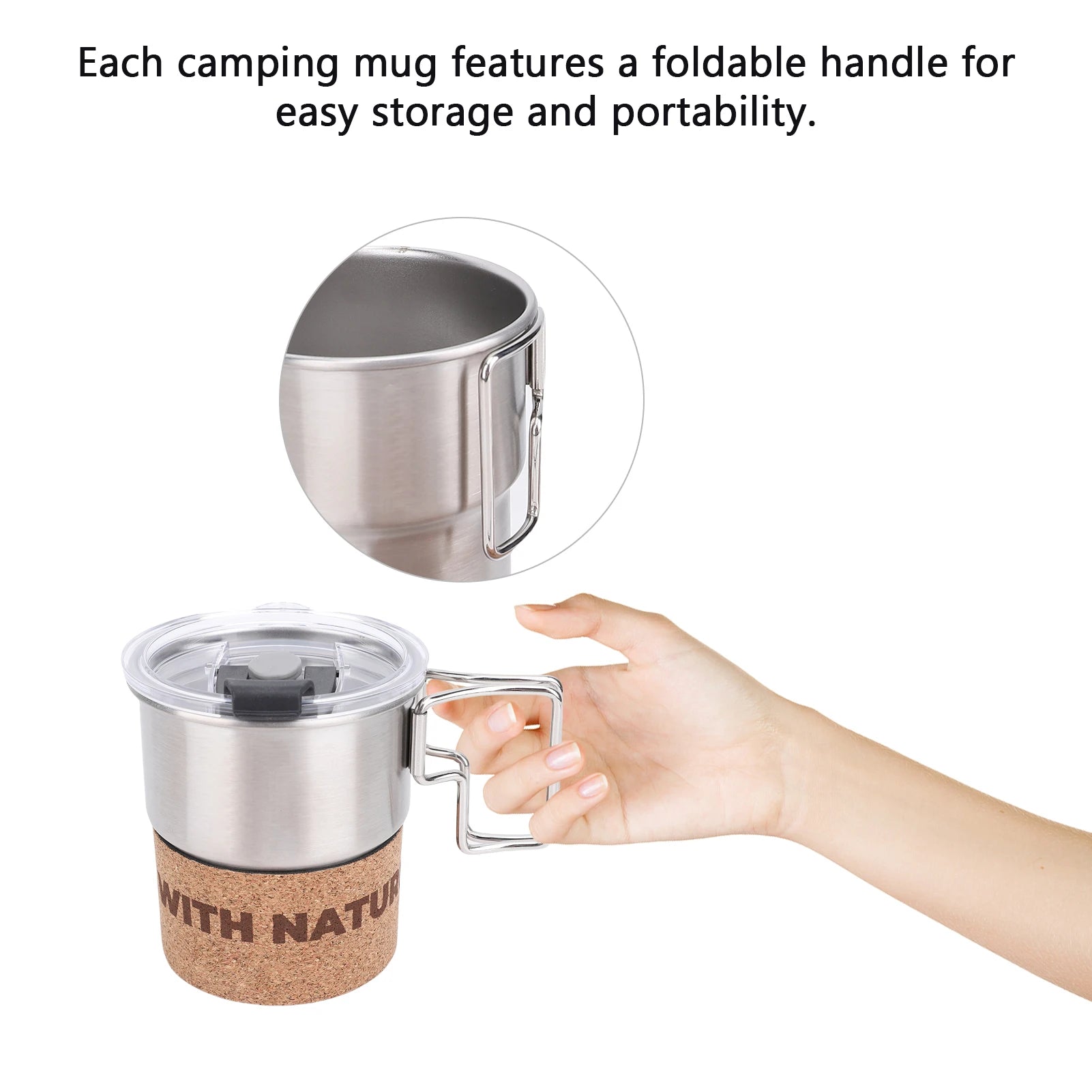 Camping Cup Outdoor 300ml &ndash; Foldable Handle And Cork Cover