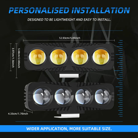 Kevanly Motorcycle LED Spotlight &ndash; Dual Color White Yellow Flashing Fog Light