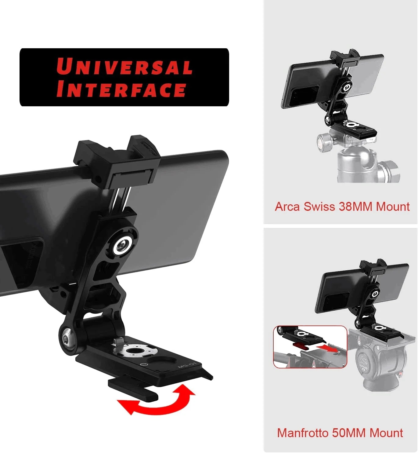 IFOOTAGE Phone Tripod Mount Adapter &ndash; 360 Degree Rotation