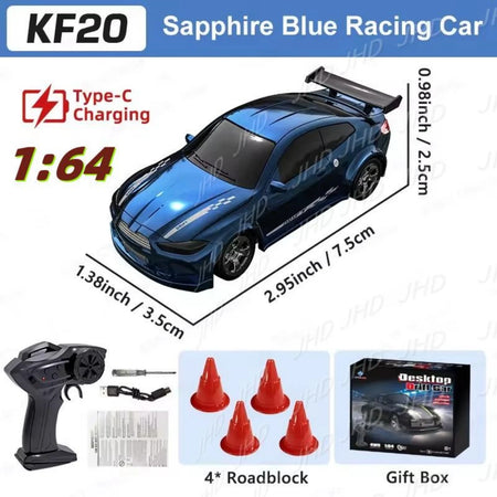 JHD 1:64 KF20 Four-Wheel Remote-Controlled Drift Car KF20 Car Blue