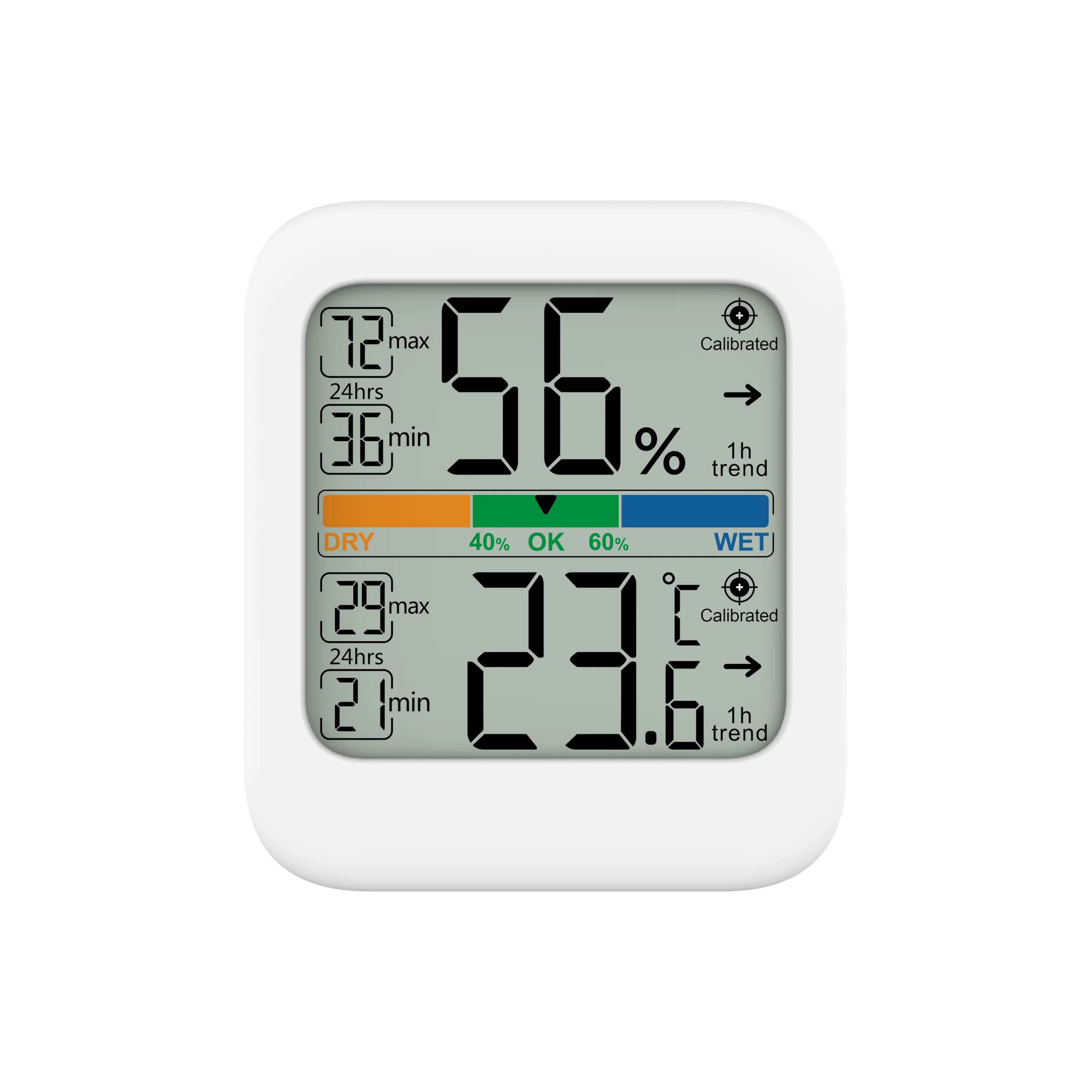 NOKLEAD F33 Mini LCD Hygrometer &ndash; Compact Easy Readings White