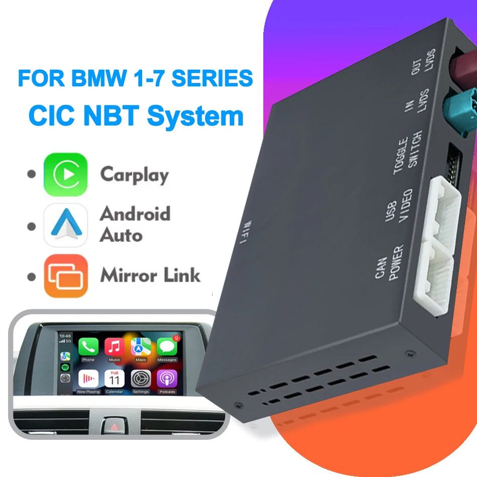BMW CarPlay Sem Fios Android para Sistema CIC NBT, Compatível com Série 1-7
