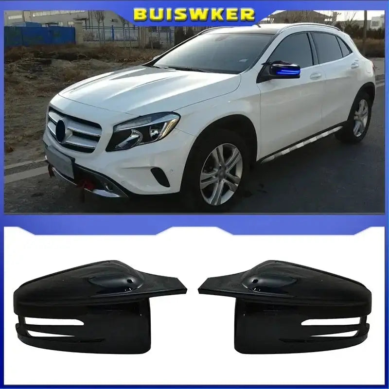 Car Styling Black Car Side for Mercedes Benz W176 W246 W204 W212 W221 C117 X204 X156 Mirror Cover Caps Carbon Fiber Pattern