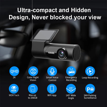 KAWA D6 Dash Cam 2K with WiFi &amp; Night Vision