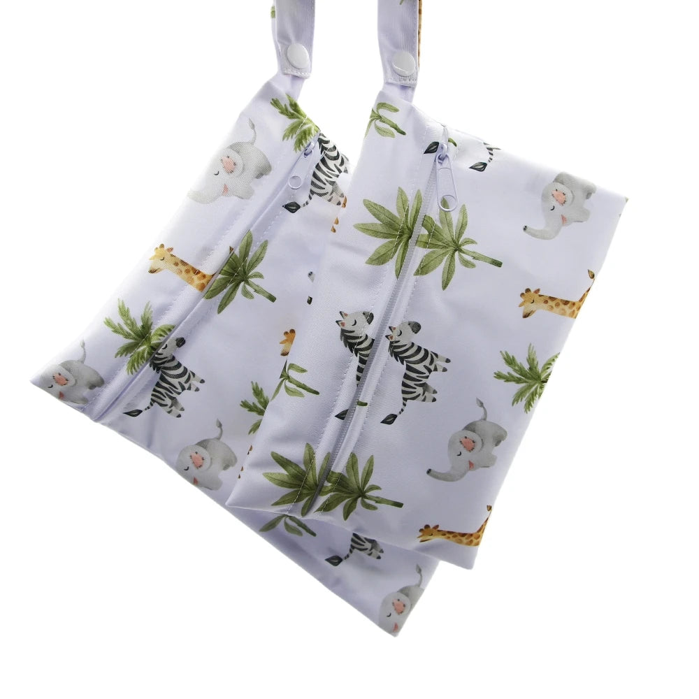 Cartoon Print Reusable Wet/Dry Nappy Bag Set