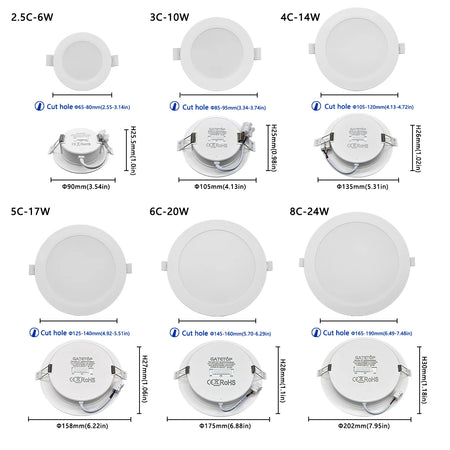 6Pcs Color Adjusted LED Downlight - CCT Dial Switchable