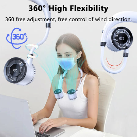 Raugee Portable Neck Fan USB Rechargeable &ndash; Four Speeds