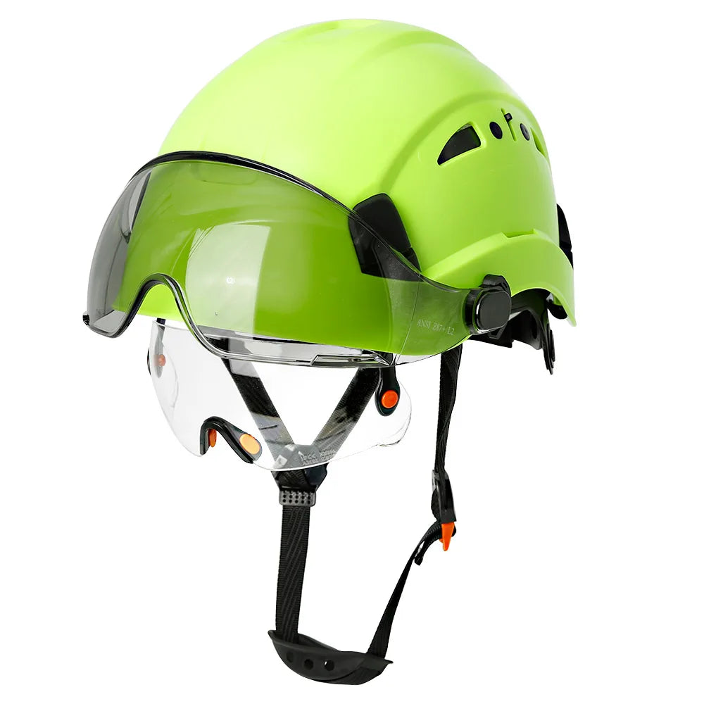 SF06 Safety Helmet &ndash; Built-In Goggles And Visor CE Certified CR08 green