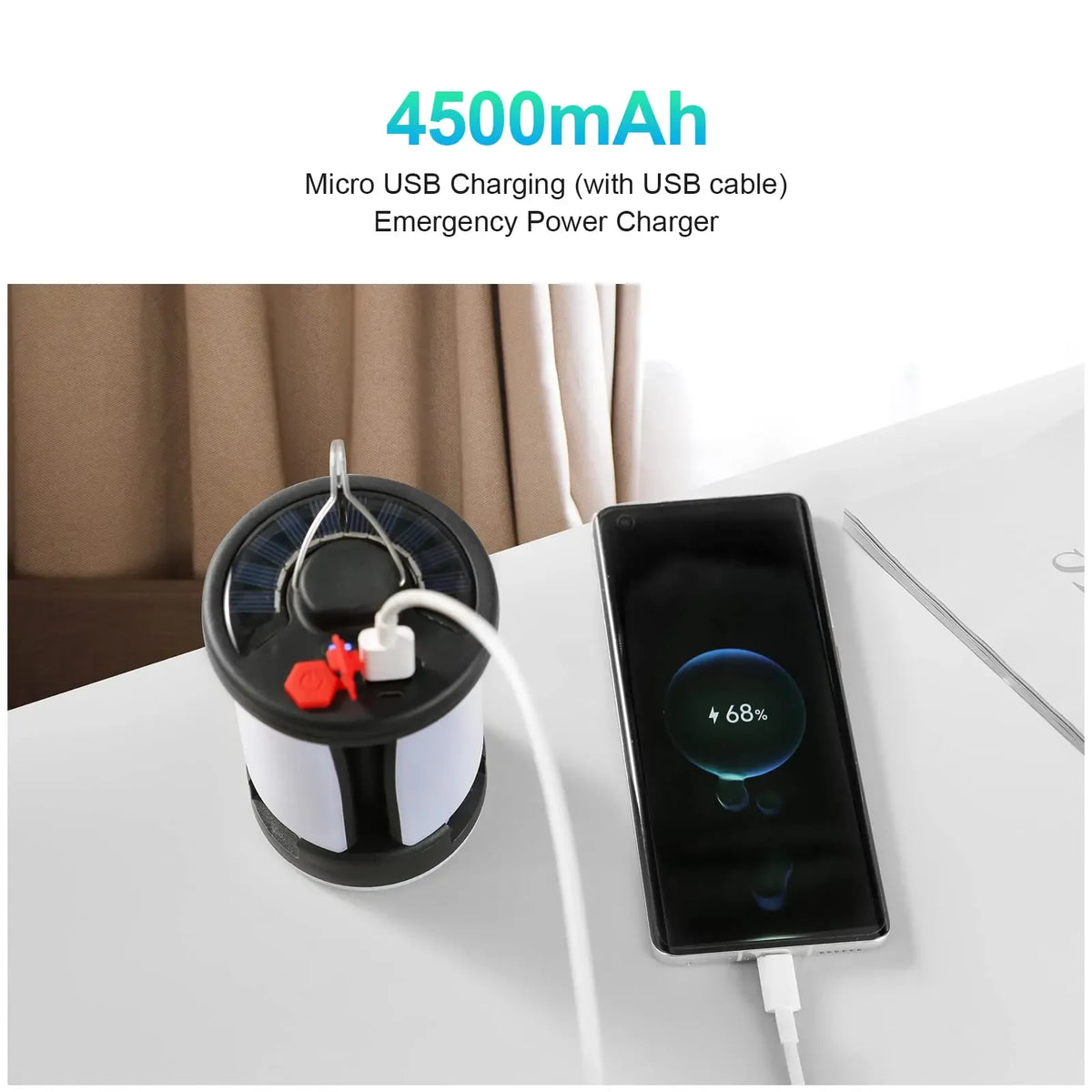 Rechargeable LED Camping Lantern with Versatile Light Modes and Solar Charging