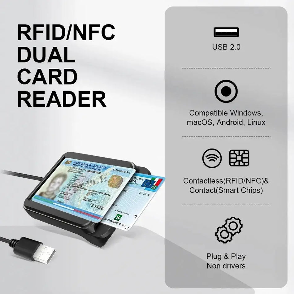 NFC Smart Card Reader For Contactless And Contact Chip Cards Windows Compatible