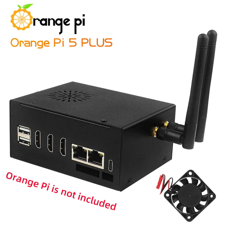 Metal Case for Orange Pi 5 Plus &ndash; Enhanced Cooling with Optional Antenna Case-WiFiBT