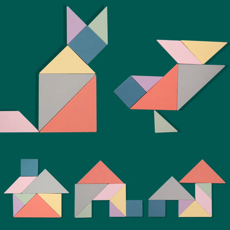 Wooden Jigsaw Magnetic Tangram Puzzle Book - Portable Toy