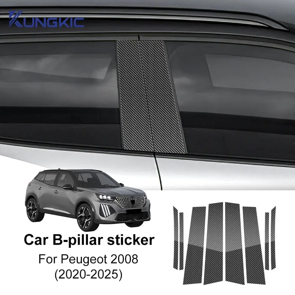 Window Trim Covers B Column Glossy Black For Peugeot 2008 by InterCyprus Trading Ltd
