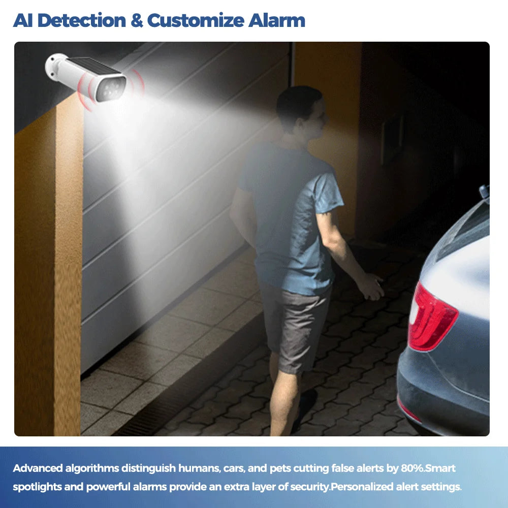 ALEVIO Solar Camera Outdoor WIFI  Wireless Security Cam 2.5K Ultra Standby Time PIR Light Color Night Vision AI Detect CCTV Cam
