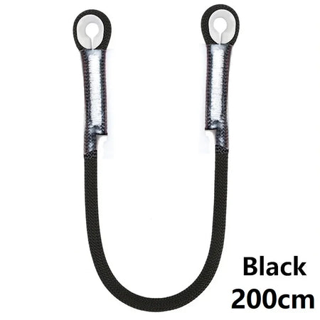 Outdoor Rock Climbing Lanyard 10.5mm Static Rope 20kN Protective Eye-to-eye Pre-Sewn Cord Loop Sling Mountaineering Equipment Black-200cm