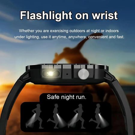 LAXASFIT Smartwatch Bluetooth Talk 2In HR LED Flashlight