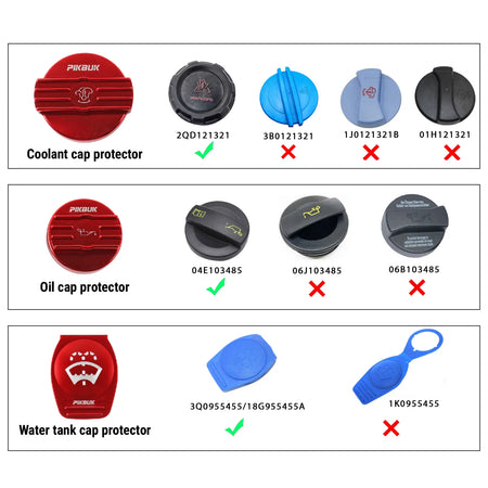 PIKBUK Aluminum Cap Protector For VW CC Golf Audi Skoda Seat Water Tank Cap / Coolant Cap / Oil Cap by InterCyprus Trading Ltd