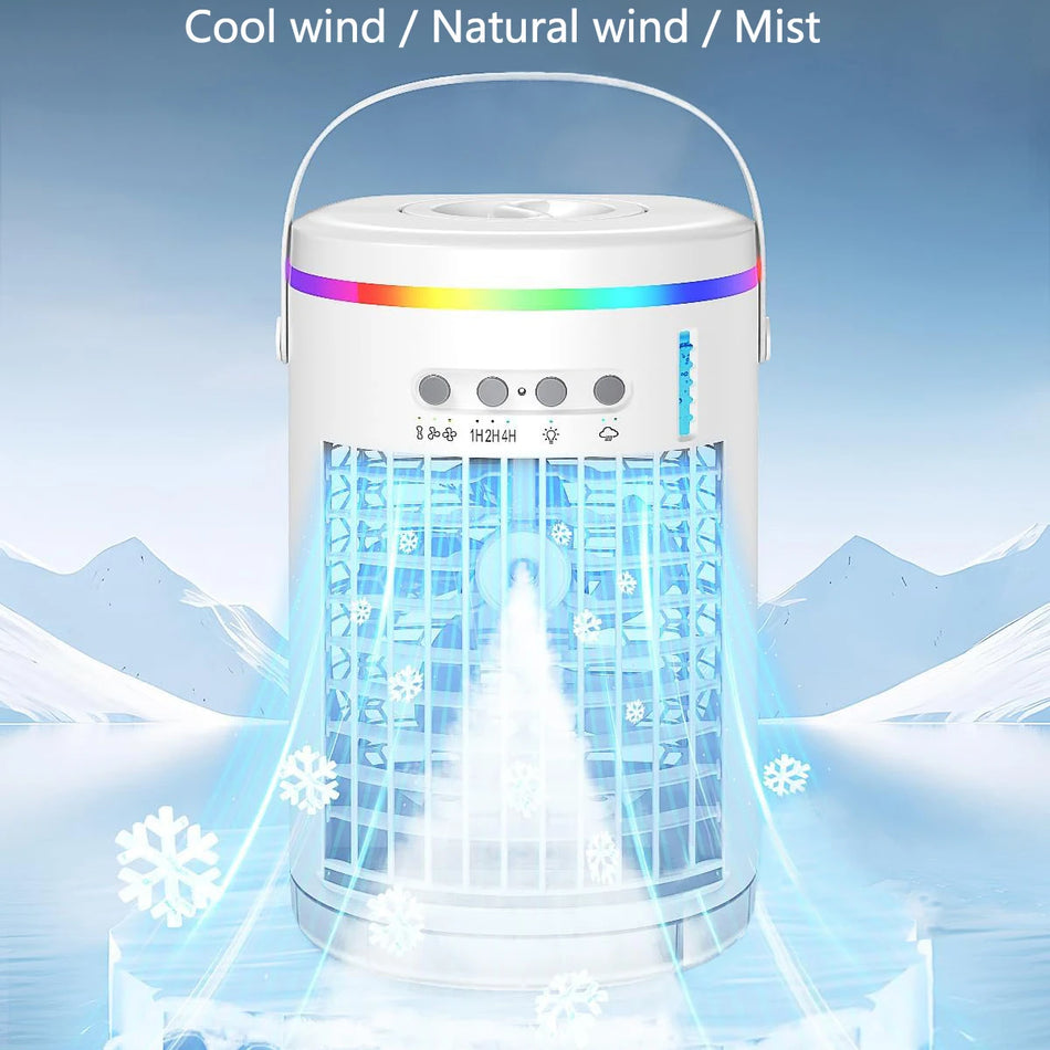 Portable Air Cooler - USB Powered, 3 Speeds, 1400ml, 7 Colors, Quiet Fan for Home &amp; Office