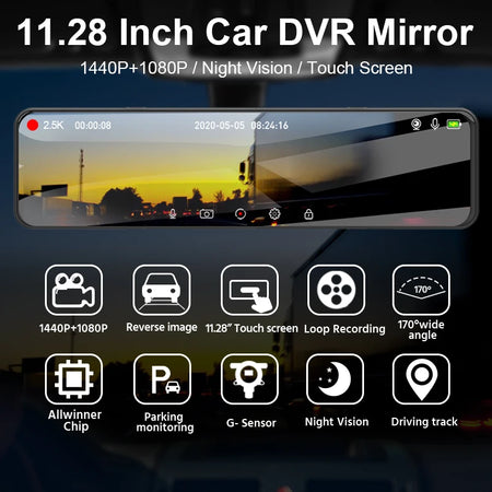 ACCEO A45 CAR DVR &ndash; 11.28 Inch Touch IPS 2.5K Rear Camera