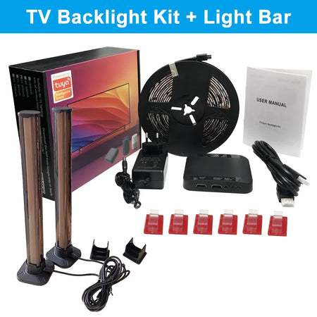 Smart Ambilight TV Backlight 4K LED Sync Box &ndash; Voice Control TV Kit And Light Bar / EU Plug / 55-65 Inch