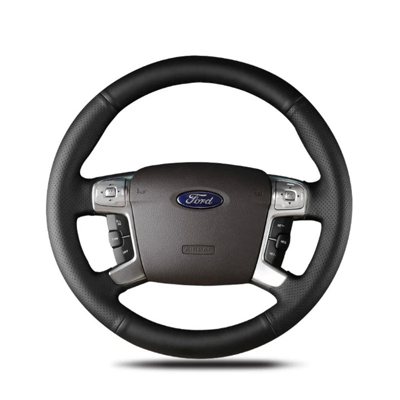 Couvre-volant en cuir noir pour Ford Mondeo Galaxy S Max 2006 2015