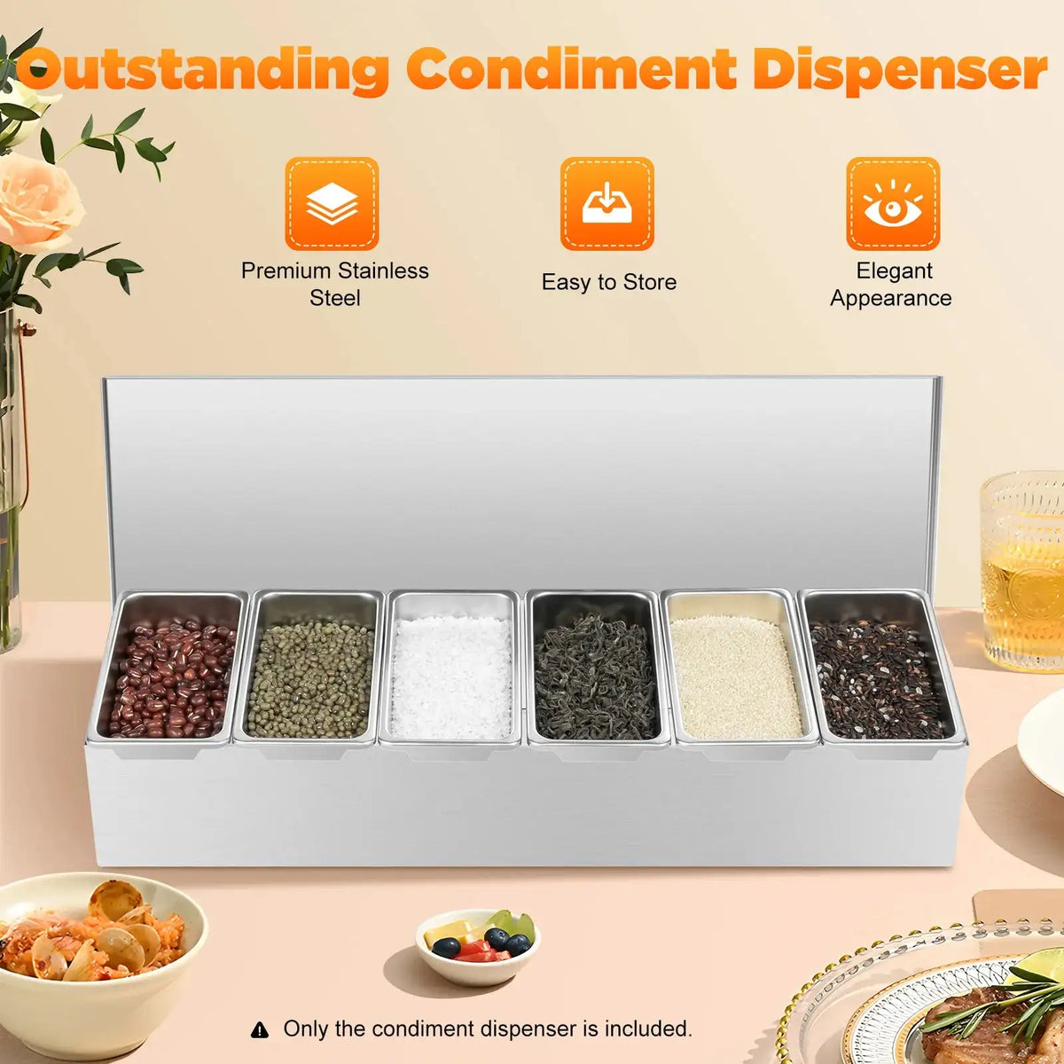 Stainless Steel Condiment Organizer &ndash; Sealed Lid Keeps Fresh GERMANY