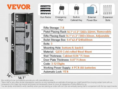 6-8 Rifles Gun Safe &ndash; Digital Keypad Access 6-8 with Locker / United States