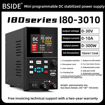 BSIDE I8 DC Regulated Power Supply &ndash; Programmable Display 30V 10A-EU Plug-220V / CHINA