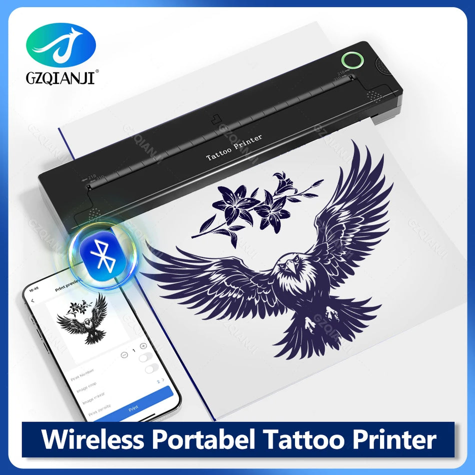 Drahtloser Tattoo-Transferdrucker GZTP04 mit Bluetooth-Druck und 5 kostenlosen Papieren
