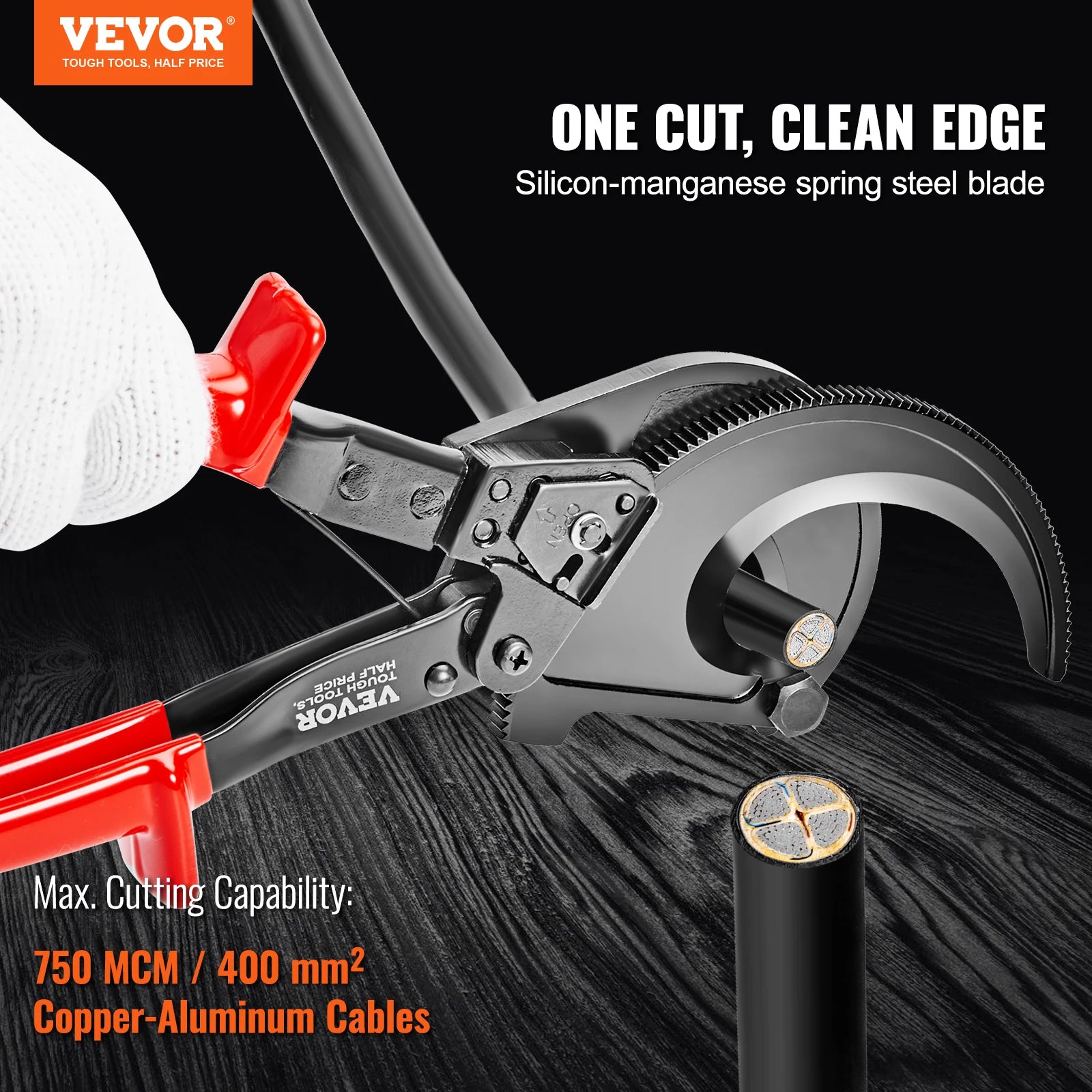 VEVOR 11 Inch Ratcheting Cable Cutter &ndash; Comfort Grip