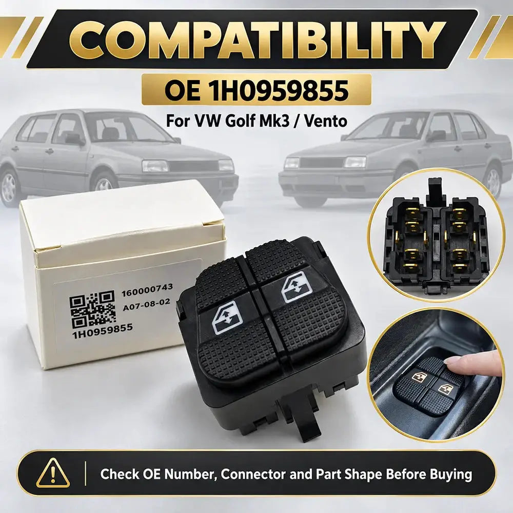 Power Window Switch 12 Pin 1H0959855 For VW Golf Mk3 Vento Jetta LHD by InterCyprus Trading Ltd