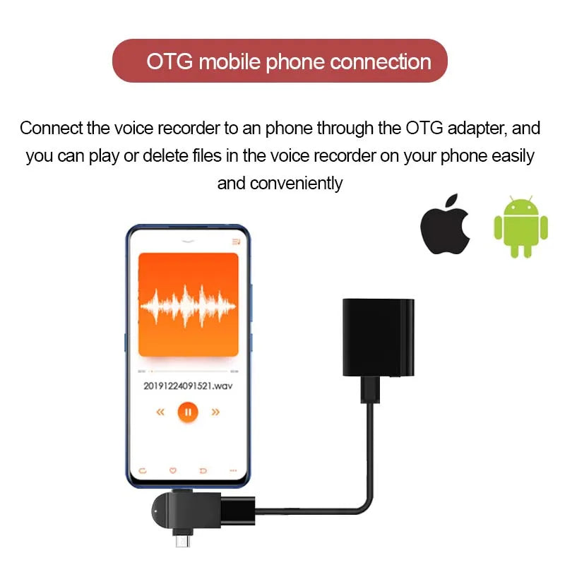 Mini Voice Activated Recorder L12 &ndash; OTG Phone Connection