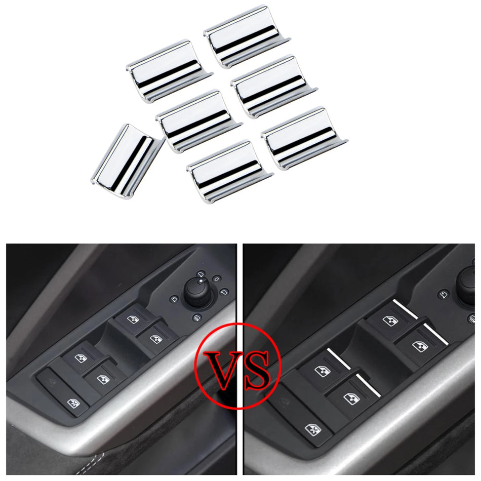 Audi Q3 2019-2021 Chrome Window Lift Switch Button Trim Decoration 7 Piece Set