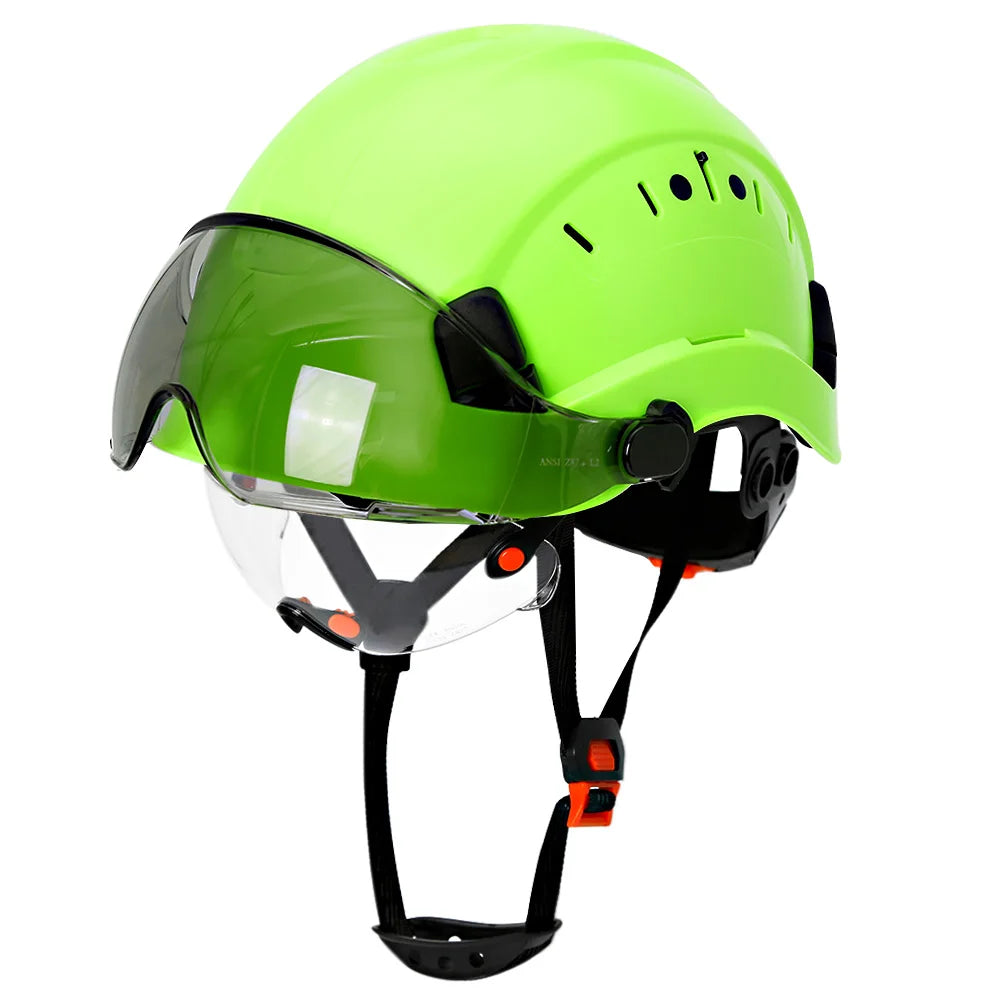 SF06 Safety Helmet &ndash; Built-In Goggles And Visor CE Certified Fluorescent green