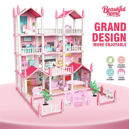 Large Doll House Villa Set - 3D DIY Princess Castle Toy