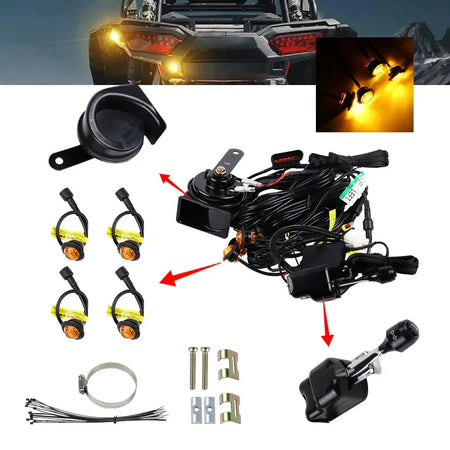 LED Turn Signal Light Kit 105D Horn with Column Switch for Polaris RZR PRO XP Pioneer 700 for Can-Am Commander Max by InterCyprus Trading Ltd