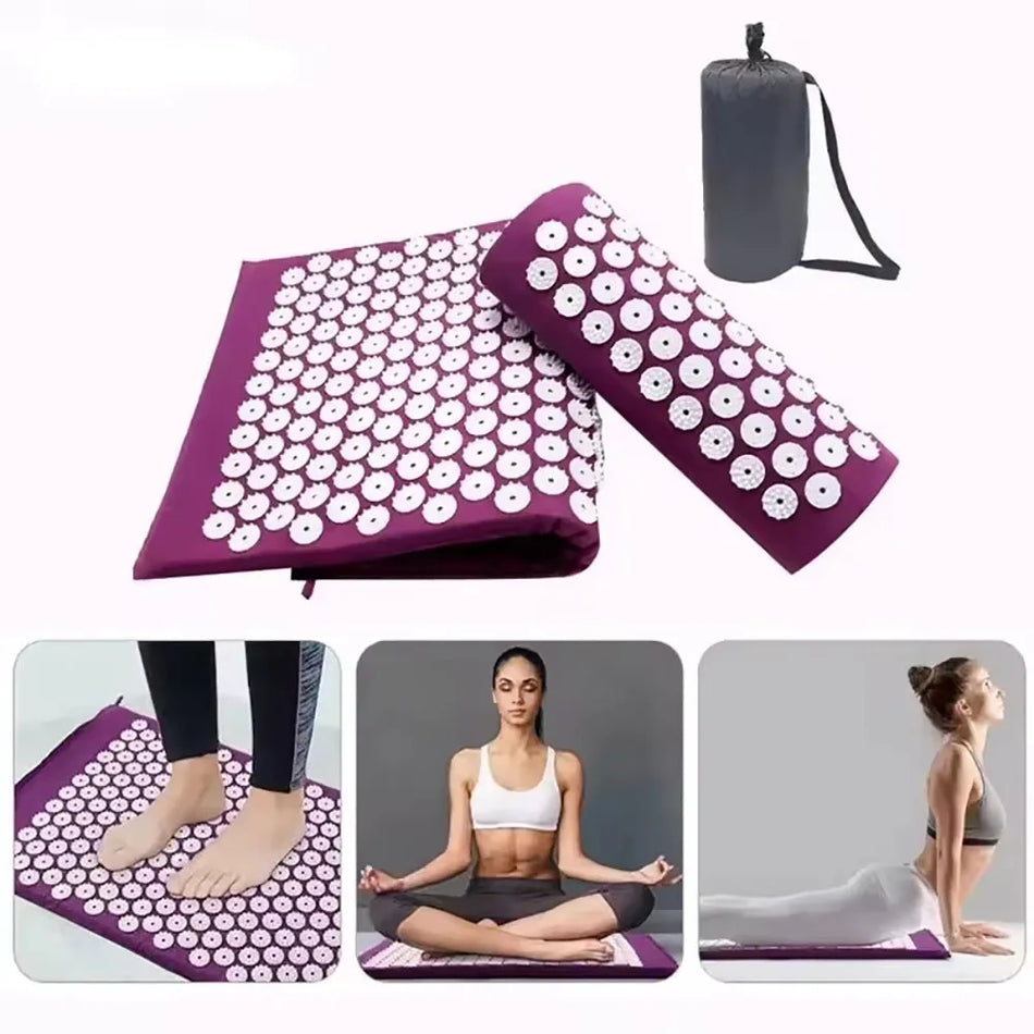 Acupressure Mat and Pillow Set for Back Pain Relief and Muscle Recovery