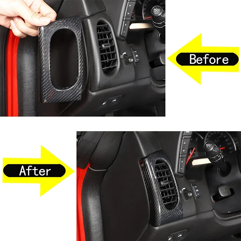 C6 Corvette Carbon Fiber Air Vent Frame Sticker 2Pcs
