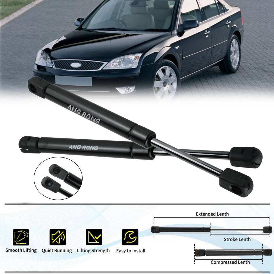 Ford Mondeo Mk3 priekinio dangčio dujinių amortizatorių pora 660N 250mm pakaitiniai pakėlimo atramos