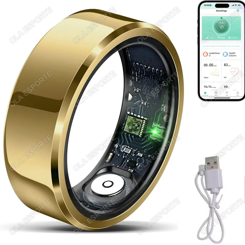 2025 Smart Ring for Xiaomi - Heart Rate &amp; Blood Oxygen Monitor, Waterproof, Multi-Sport Mode Gold / 12