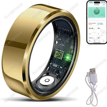 2025 Smart Ring for Xiaomi - Heart Rate &amp; Blood Oxygen Monitor, Waterproof, Multi-Sport Mode Gold / 12