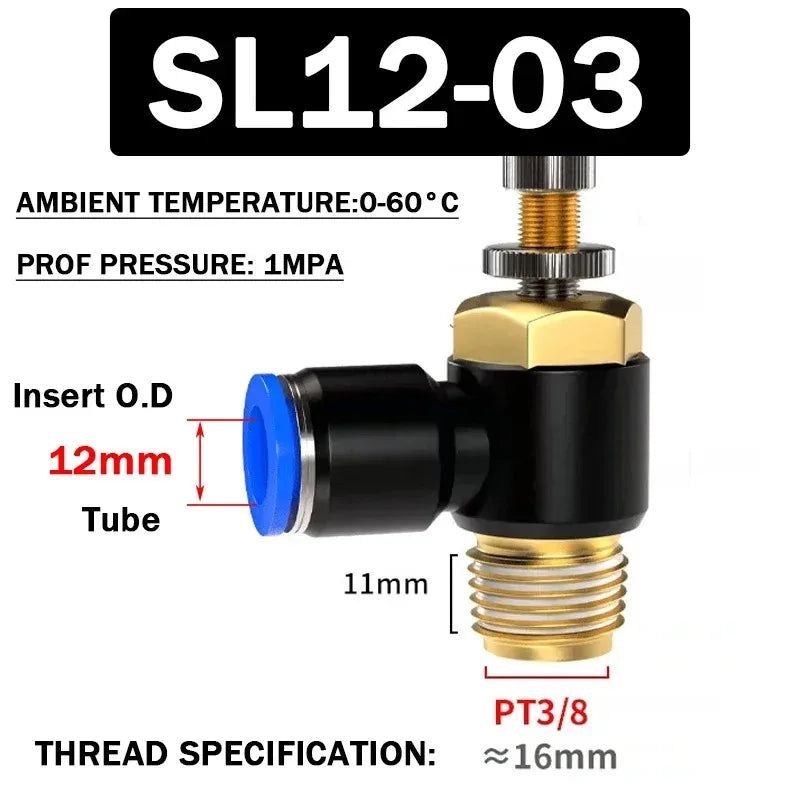 SL Throttle Valve 4 6 8 10 12mm Pneumatic &ndash; Fast Connection SL12-03