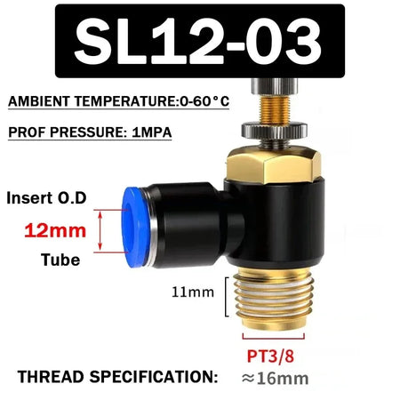 SL Throttle Valve 4 6 8 10 12mm Pneumatic &ndash; Fast Connection SL12-03