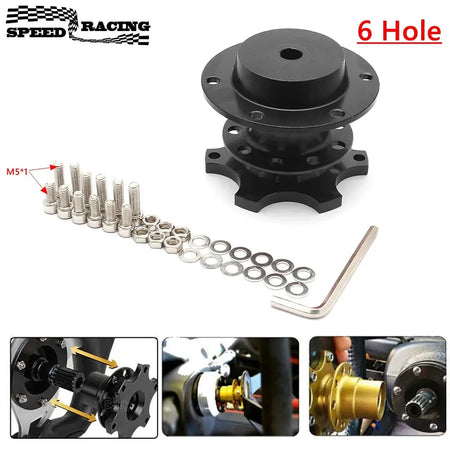 Universal Racing Aluminum Steering Wheel Quick Release Hub Kit Wheel Hub Adapter For 6 hole Steering Wheel Hub by InterCyprus Trading Ltd