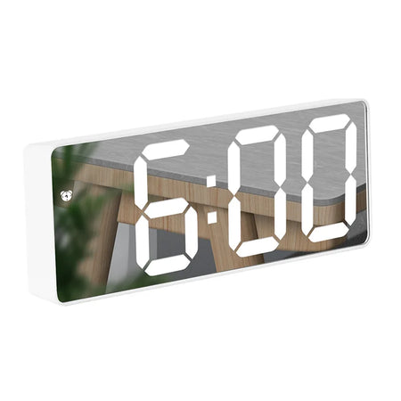 Curved Screen LED Digital Alarm Clock with Temperature and Calendar Mirror Surface B