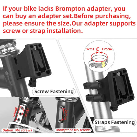 Rhinowalk Bike Front Basket Set With Free Adapter Block Bicycle Handlebar Storage Bag for Brompton Dahon Folding Bike Urban by InterCyprus Trading Ltd