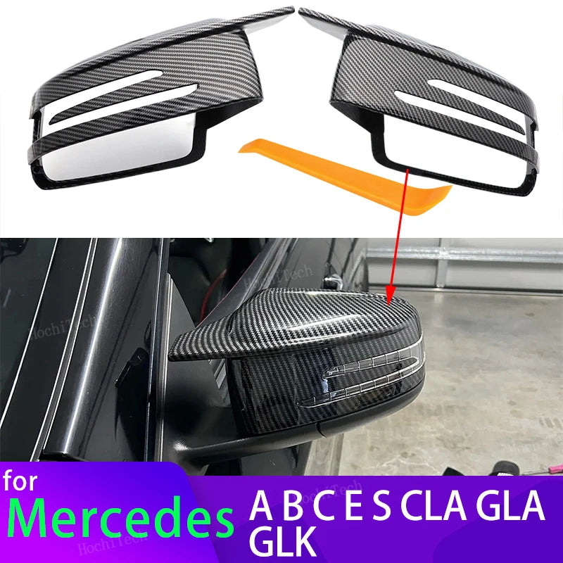 Капаци за странични огледала с външен вид на карбон за Mercedes-Benz W204 W212