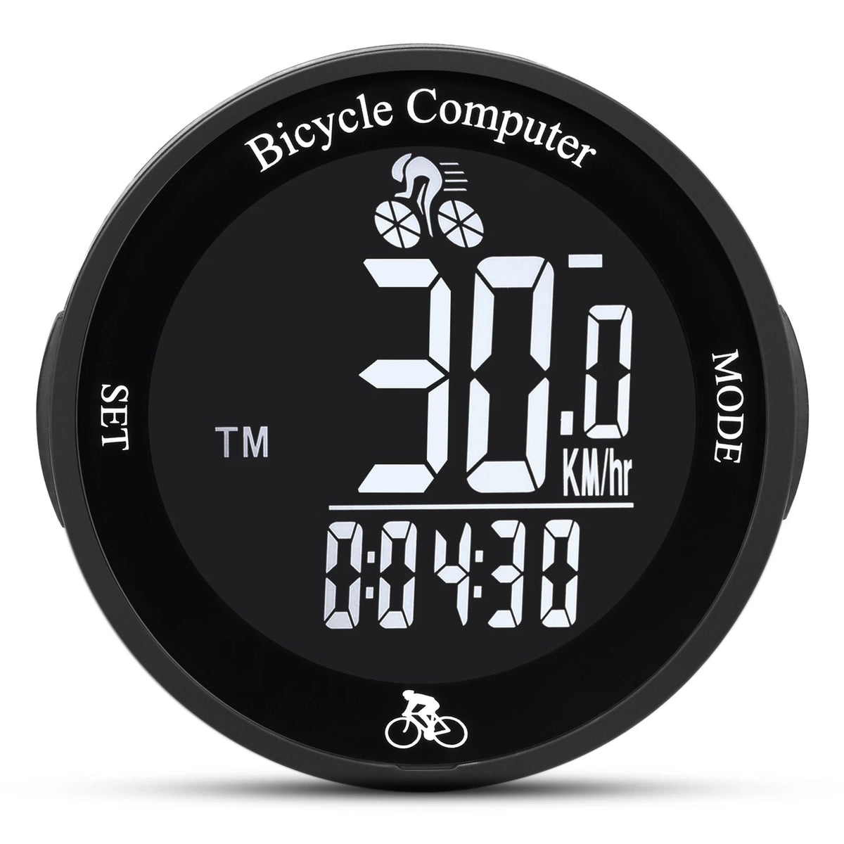 Wireless Bike Computer &ndash; Waterproof Backlit LCD Speedometer Black background